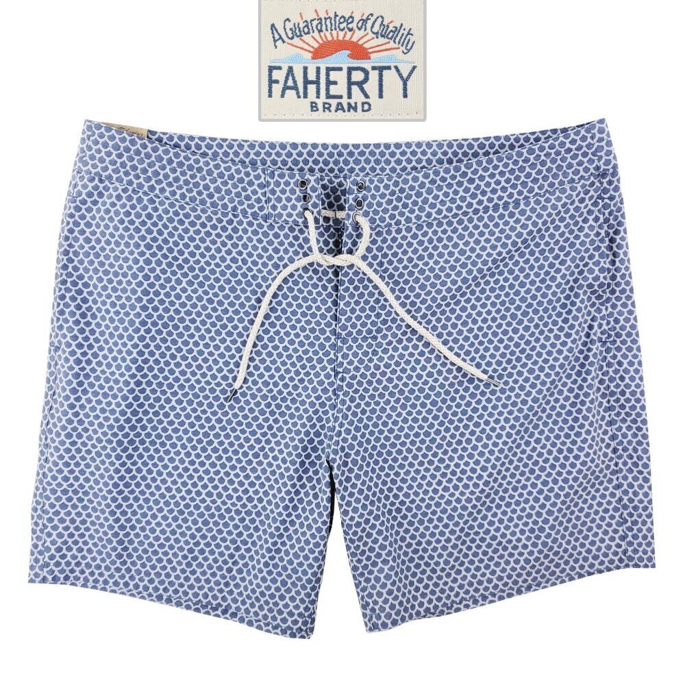Faherty Classic Board Shorts Swim Trunks Fish Scale Men's "40" Real 42 Waist NWT